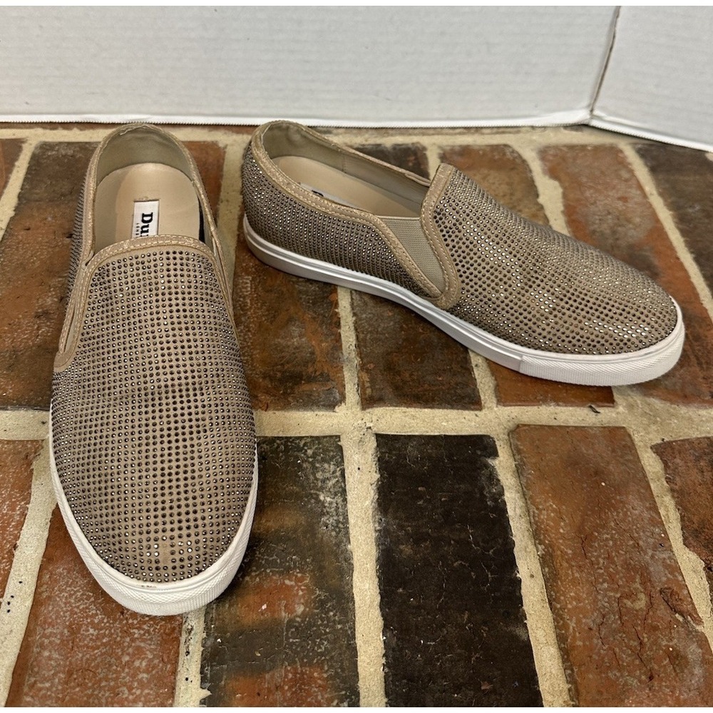 Dune London Sparkle Studded Sneaker Tan Taupe Slip On‎ Shoes Women's 9